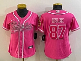 Women's Kansas City Chiefs #87 Travis Kelce Pink With Patch Cool Base Stitched Baseball Jersey,baseball caps,new era cap wholesale,wholesale hats